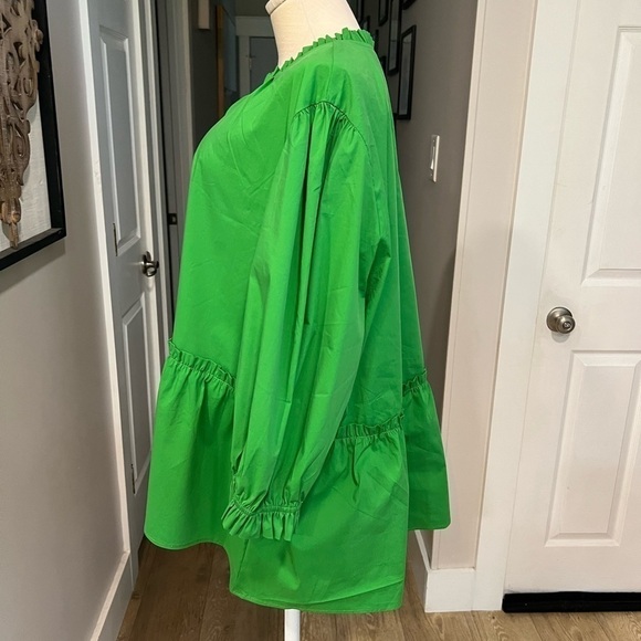 SCOOP green babydoll peplum top with half sleeves and mock neck - Picture 7 of 15